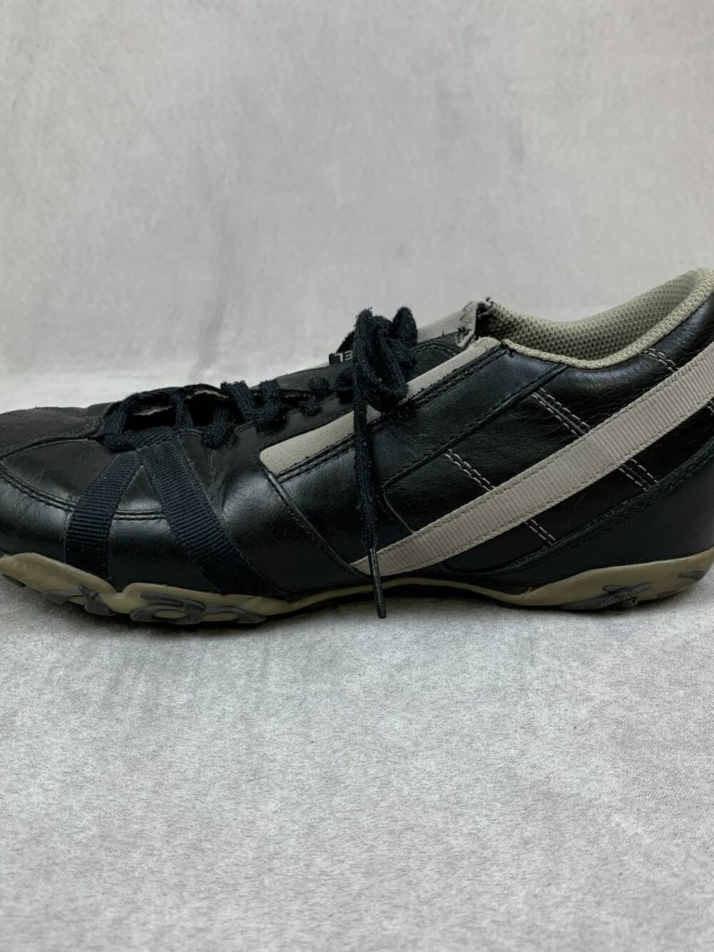 Vtg Diesel Mens Shoes 9 Black Leather Respect Sneakers Low Top Flats Y2K Driving